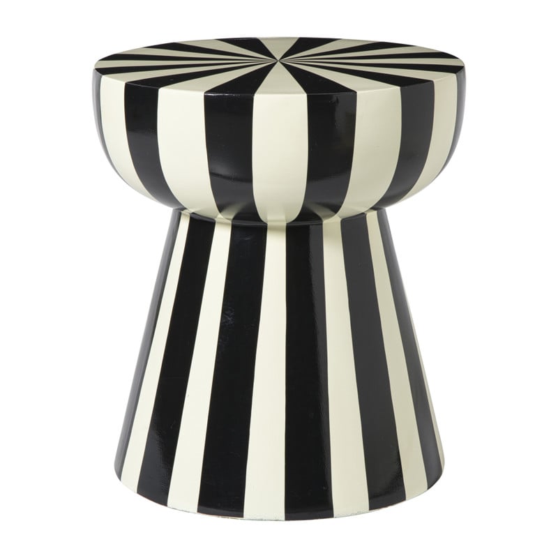 Bijzettafel stripes - beige/zwart - ø40x45 cm