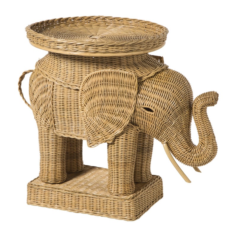 Bijzettafel olifant - rotan - 65x55x45 cm