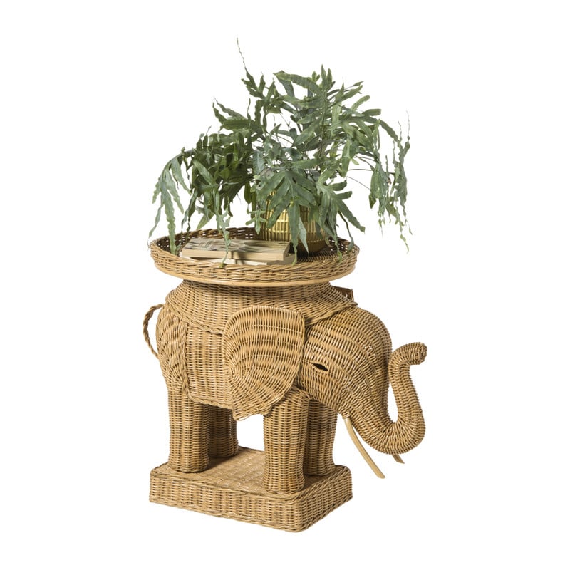 Bijzettafel olifant - rotan - 65x55x45 cm
