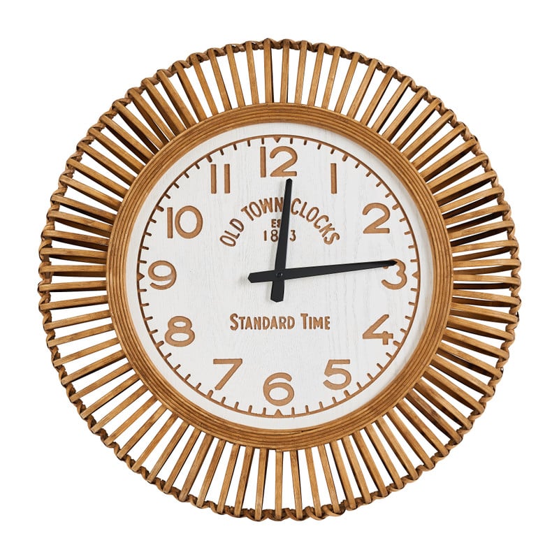Klok met bamboe rand - ø56 cm
