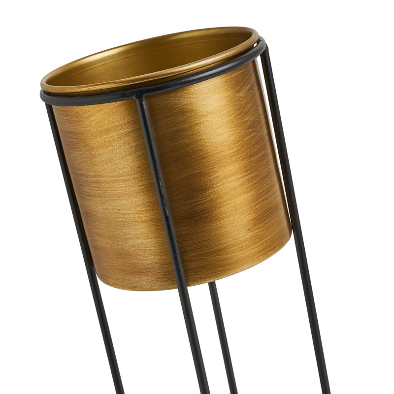 Plantenbak op voet - metaal goud - ⌀16x35 cm