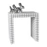 Bijzettafel checks - wit - 48x48x32 cm