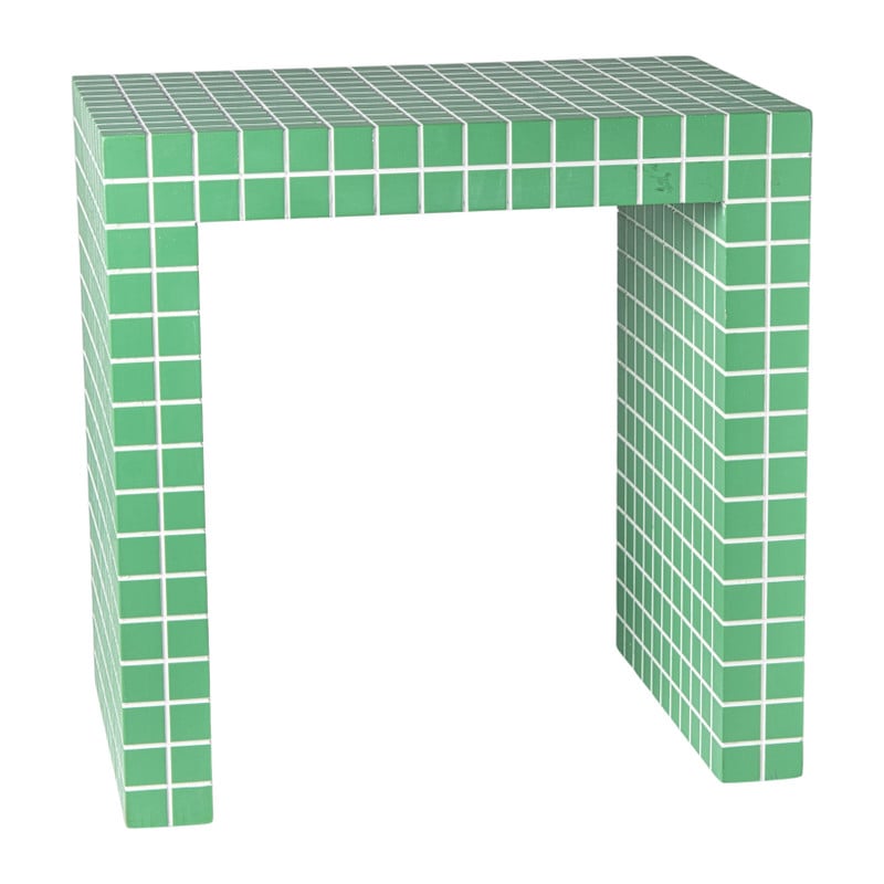 Bijzettafel checks - groen - 48x48x32 cm