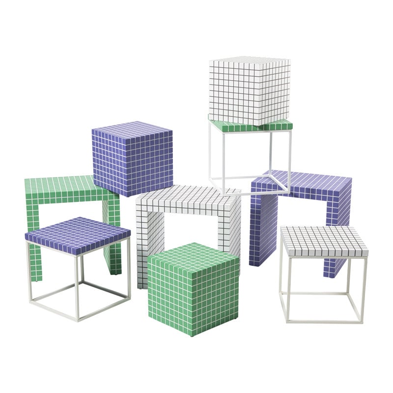 Bijzettafel checks - groen - 48x48x32 cm