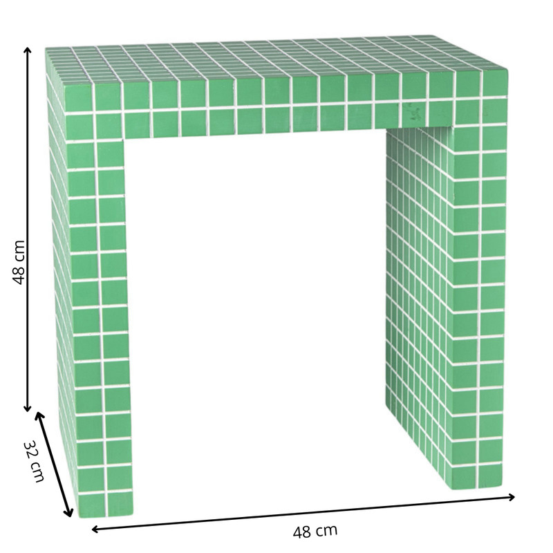 Bijzettafel checks - groen - 48x48x32 cm