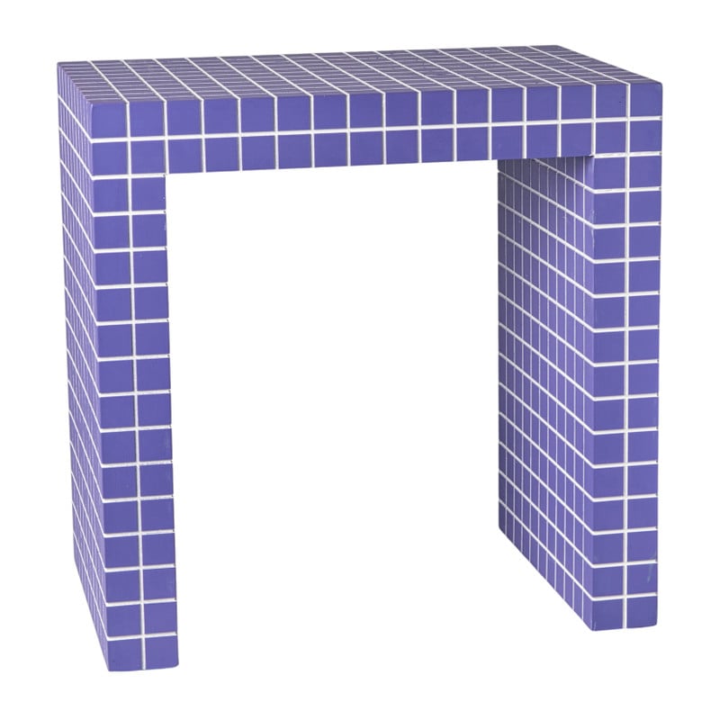Bijzettafel checks - paars - 48x48x32 cm