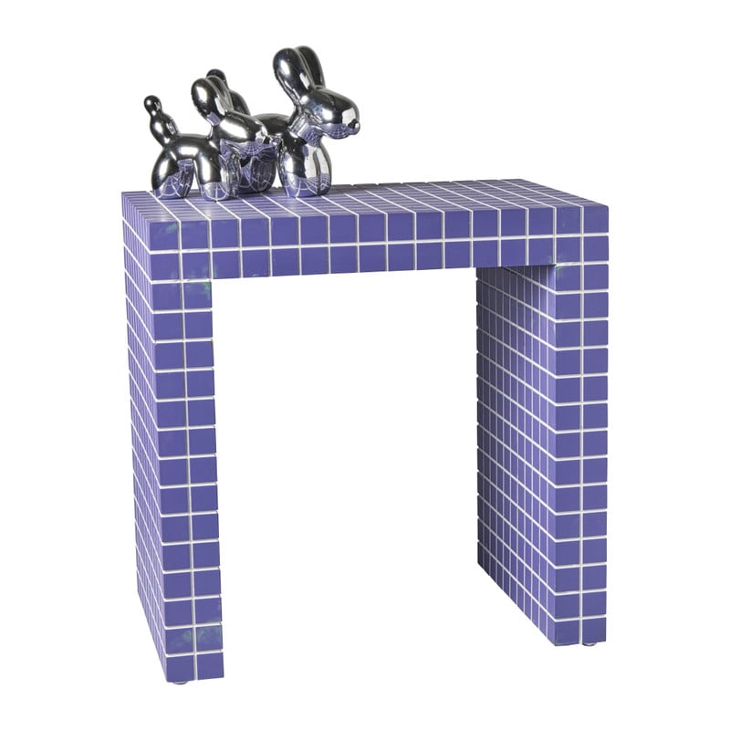 Bijzettafel checks - paars - 48x48x32 cm