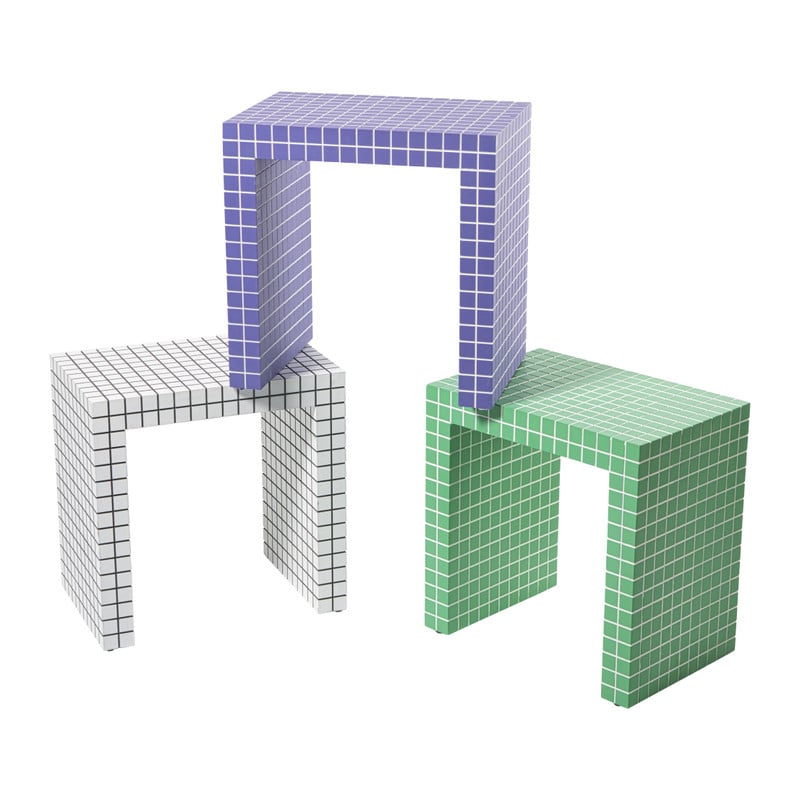 Bijzettafel checks - paars - 48x48x32 cm