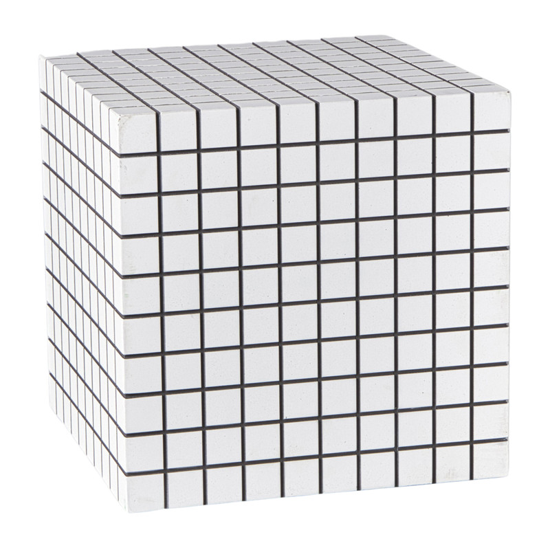 Bijzettafel kubus checks - wit - 30x30x30 cm