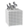 Bijzettafel kubus checks - wit - 30x30x30 cm