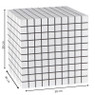Bijzettafel kubus checks - wit - 30x30x30 cm