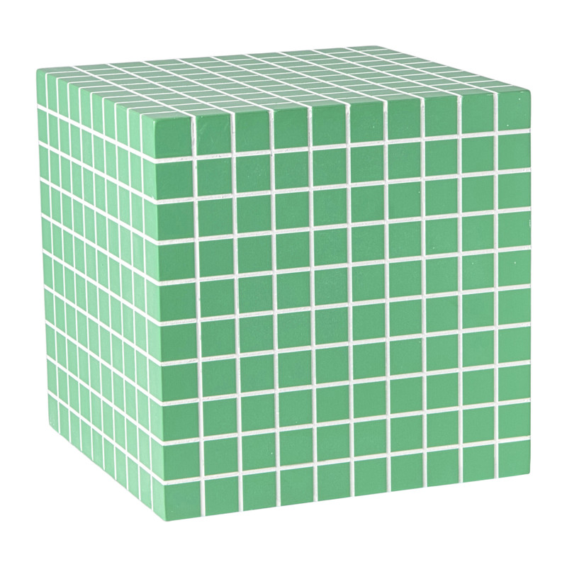 Bijzettafel kubus checks - groen - 30x30x30 cm