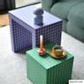 Bijzettafel kubus checks - groen - 30x30x30 cm