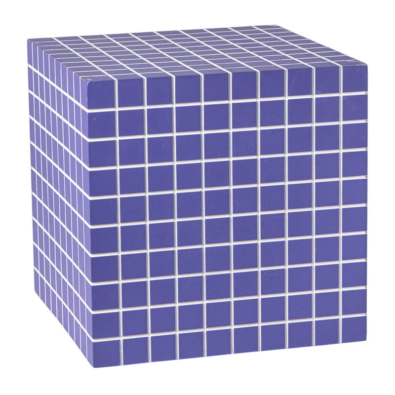 Bijzettafel kubus checks - paars - 30x30x30 cm