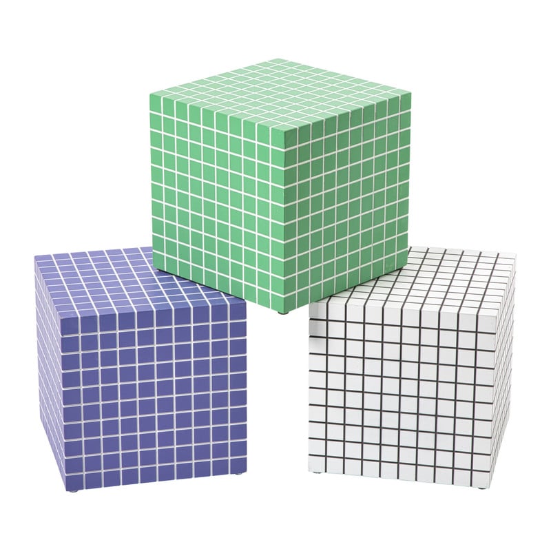 Bijzettafel kubus checks - paars - 30x30x30 cm