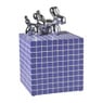 Bijzettafel kubus checks - paars - 30x30x30 cm