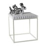 Bijzettafel checks met metalen frame - wit - 36x36x36 cm