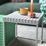 Bijzettafel checks met metalen frame - wit - 36x36x36 cm