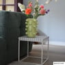 Bijzettafel checks met metalen frame - wit - 36x36x36 cm