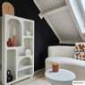 6 vakkenkast Zaha organic hoog - MDF - wit - 134x66x20 cm