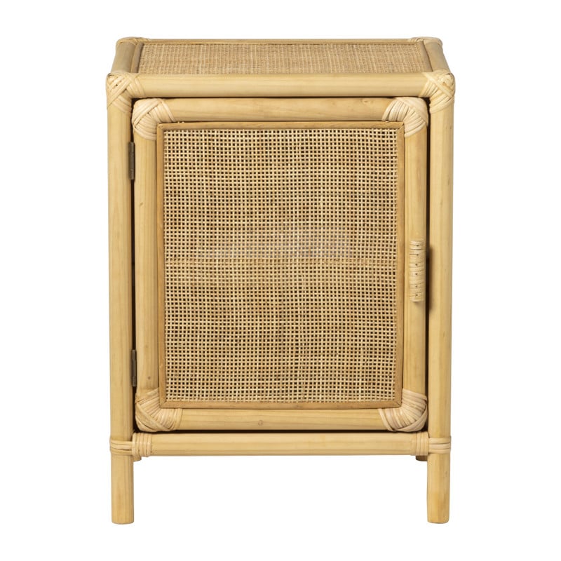 Nachtkastje Bali met deurtje - rotan - naturel - 60x46x35 cm