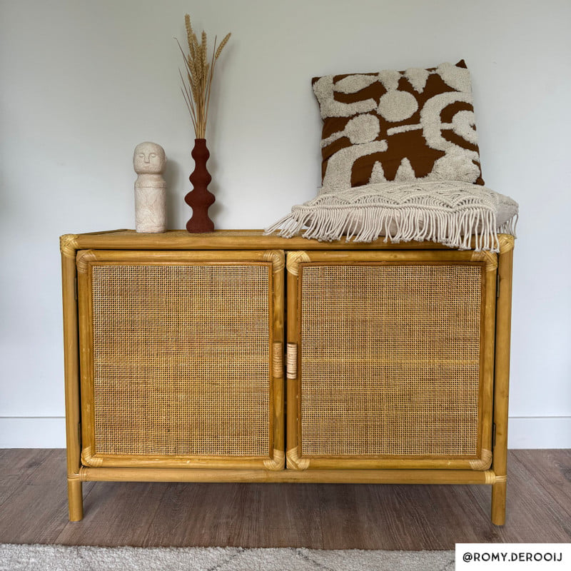 Dressoir Bali met 2 deurtjes - rotan - naturel - 65x98x39 cm