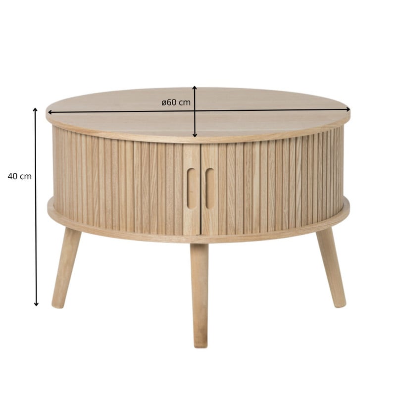 Tafel/kast Uppsala rond - naturel - ø60x40 cm