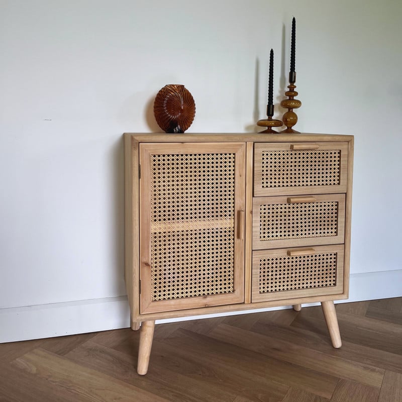 Webbing Java kast met 1 deur en 3 laden - 75x74.5x35 cm