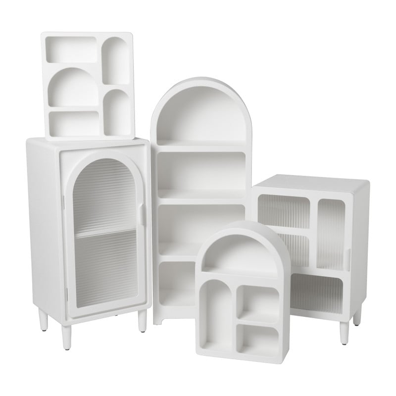 2 vakkenkast Zaha organic met deur - MDF - wit - 94x46x35 cm