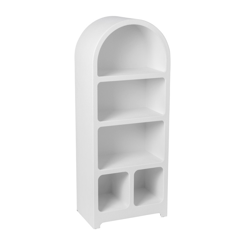 5 vakkenkast Zaha organic met boog - MDF - wit - 120.5x48x30 cm