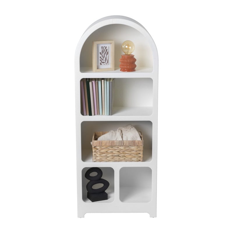 5 vakkenkast Zaha organic met boog - MDF - wit - 120.5x48x30 cm