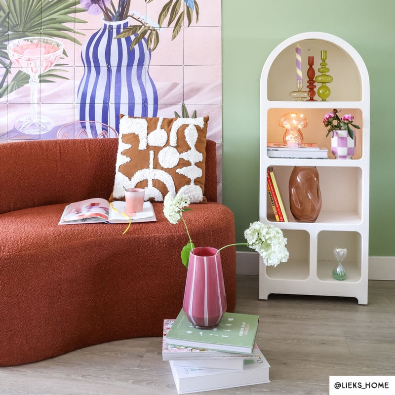 5 vakkenkast Zaha organic met boog - MDF - wit - 120.5x48x30 cm