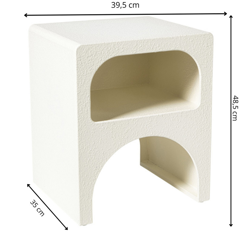 Nachtkastje Fleur - wit - 48.5x39.5x35 cm