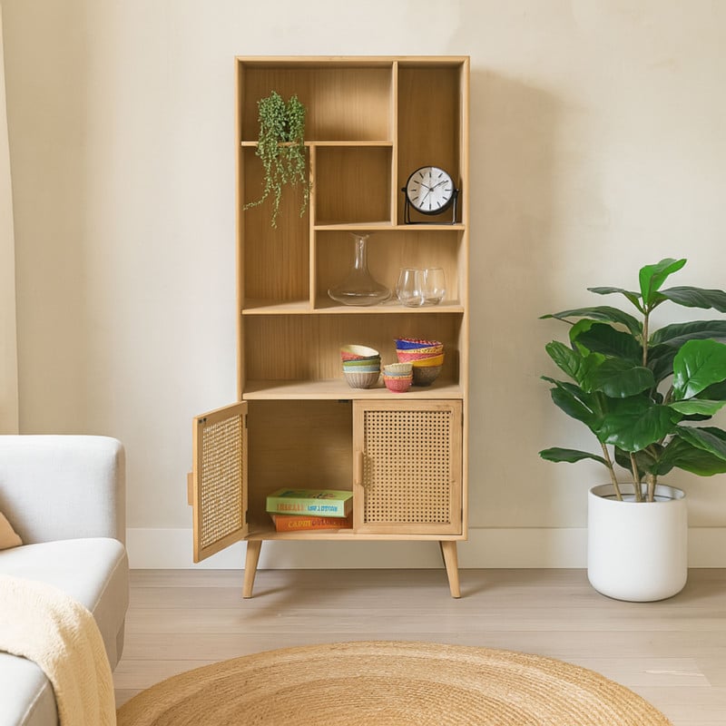 Vakkenkast Java met deuren - bruin - 170x70x33.5 cm