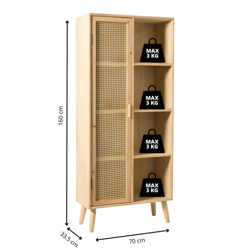 Kast Java met deurtje en vakken - bruin - 160x70x33.5 cm