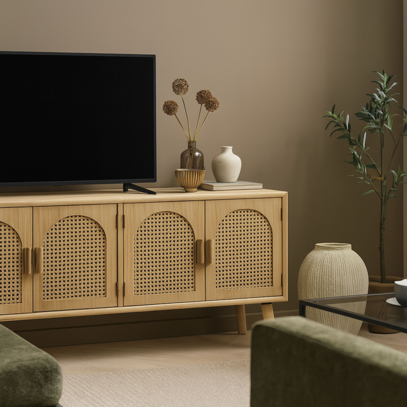 Dressoir Flores met ovalen vlakken - bruin - 55x120x40 cm