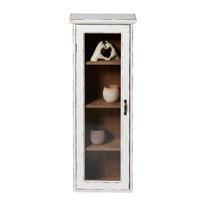 Vitrinekast 1 deur - wit - 80x30x15 cm