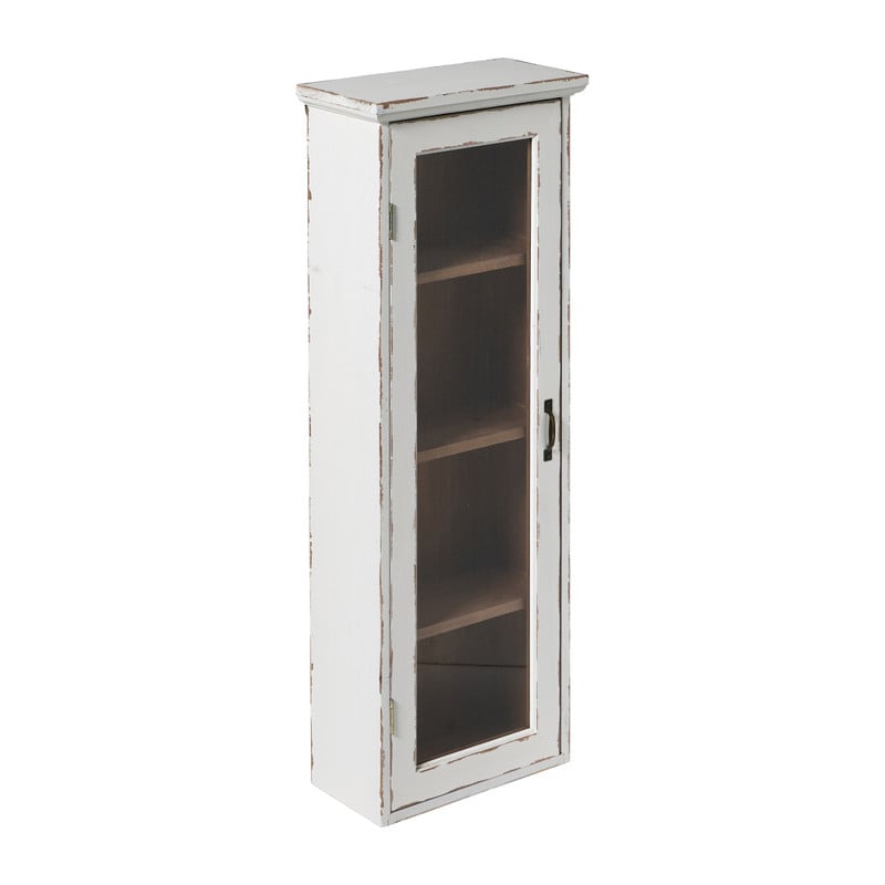 Vitrinekast 1 deur - wit - 80x30x15 cm