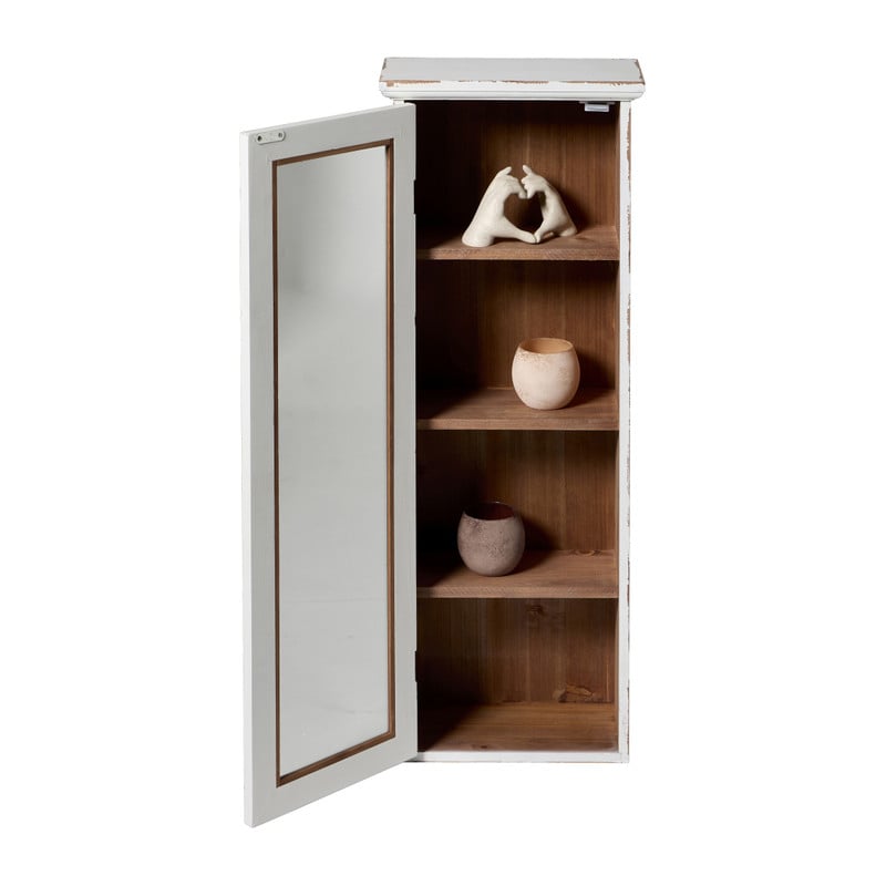 Vitrinekast 1 deur - wit - 80x30x15 cm