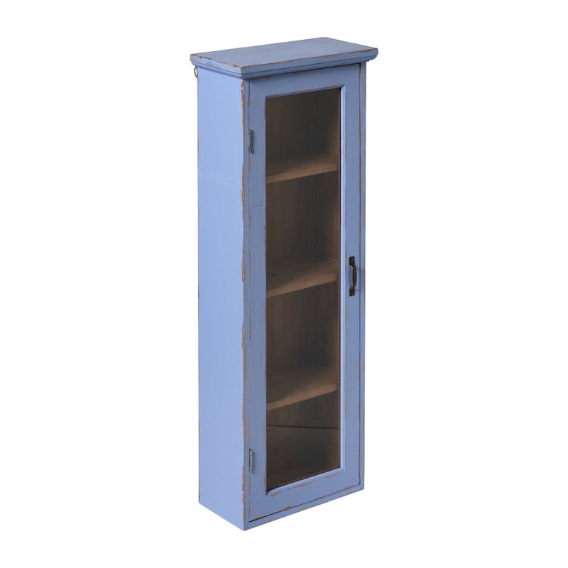 Vitrinekast 1 deur - blauw - 80x30x15 cm