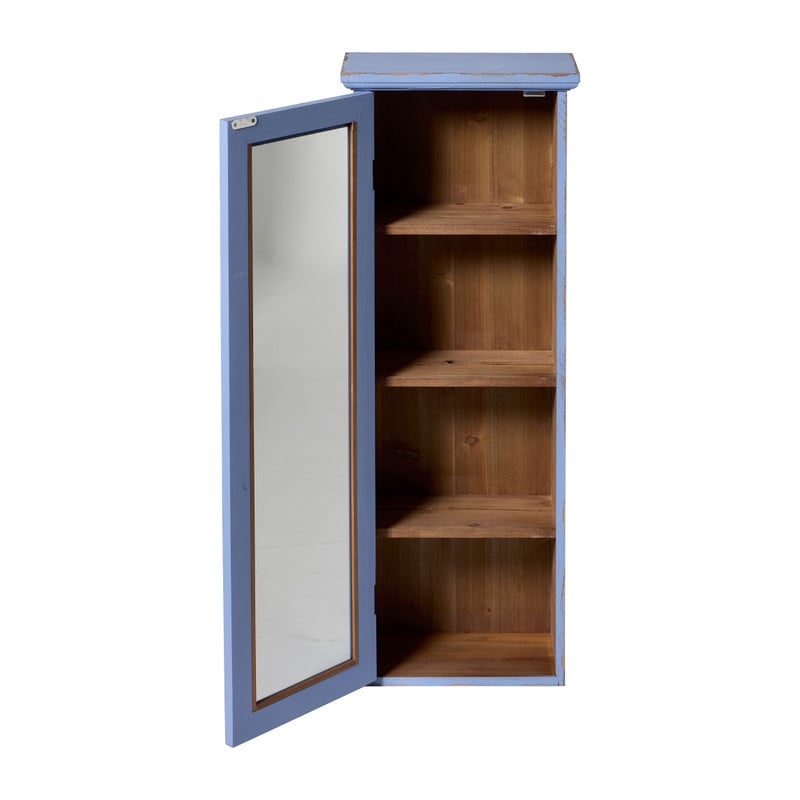 Vitrinekast 1 deur - blauw - 80x30x15 cm