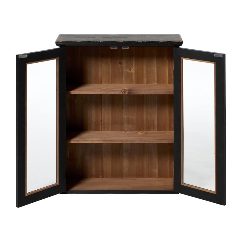 Vitrinekast 2 deuren - zwart - 60x50x15 cm