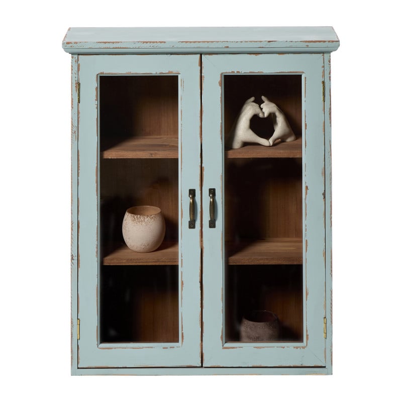 Vitrinekast 2 deuren - blauw - 60x50x15 cm