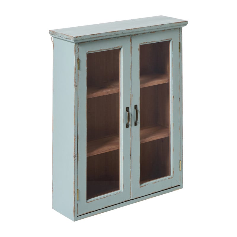 Vitrinekast 2 deuren - blauw - 60x50x15 cm