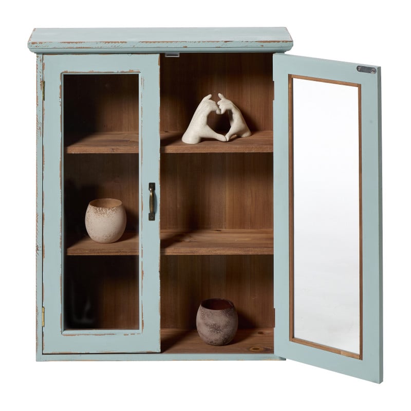Vitrinekast 2 deuren - blauw - 60x50x15 cm