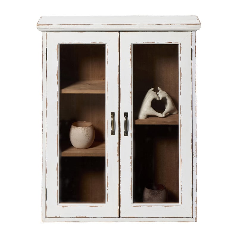 Vitrinekast 2 deuren - wit - 60x50x15 cm