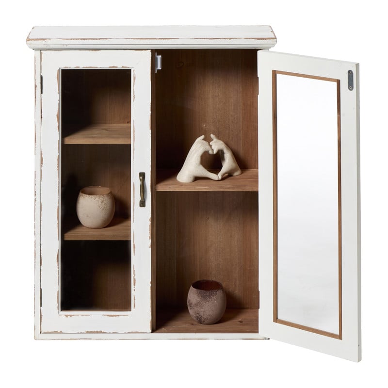 Vitrinekast 2 deuren - wit - 60x50x15 cm