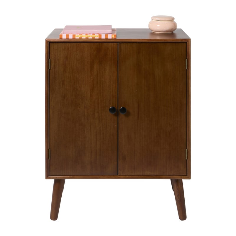 Kastje retro met 2 deuren - donkerbruin - 76x60x31.5 cm