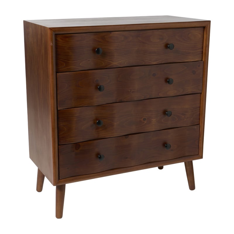 Kast retro met 4 lades - donkerbruin - 87.5x80x40.5 cm