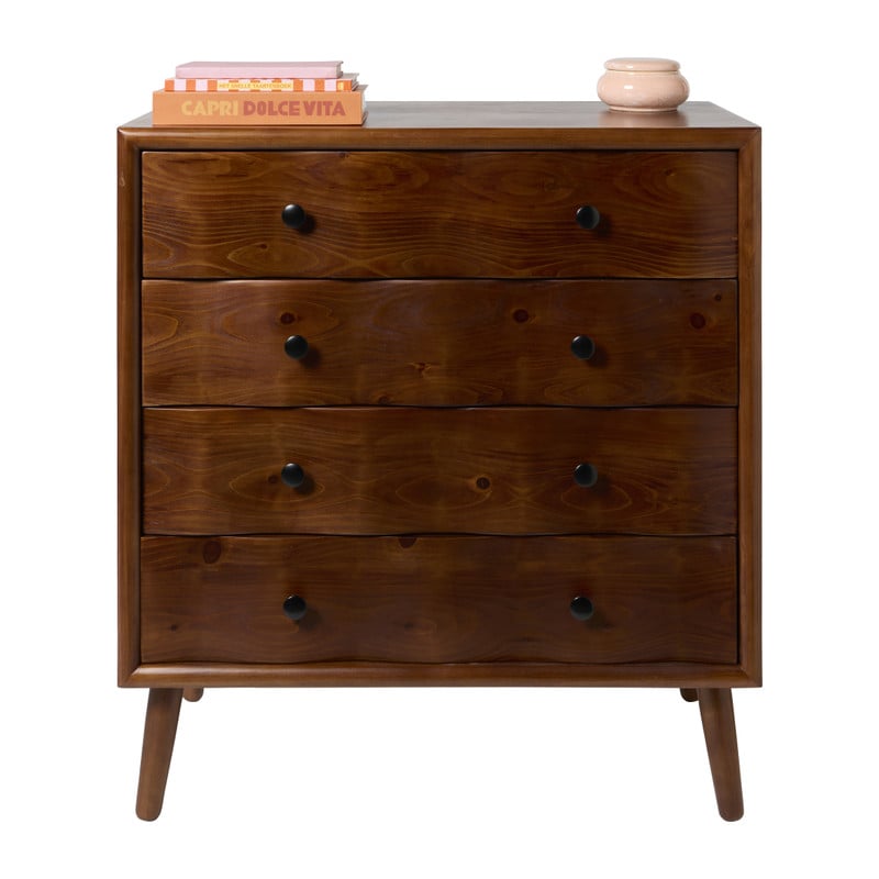 Kast retro met 4 lades - donkerbruin - 87.5x80x40.5 cm